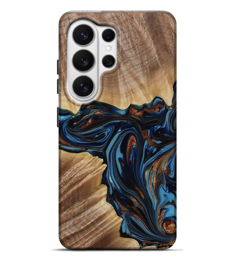 Galaxy S26 Ultra Wood Live Edge Phone Case - Noelle (Teal & Gold, 817903)