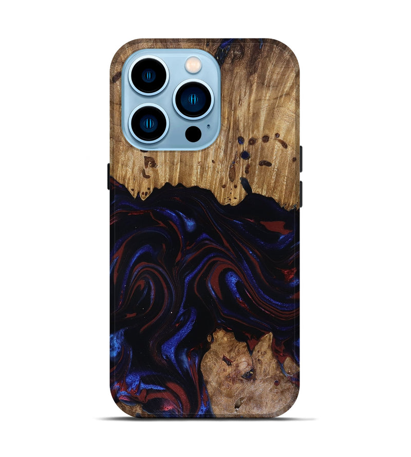 iPhone 14 Pro Wood Live Edge Phone Case - Frances (Red, 817905)