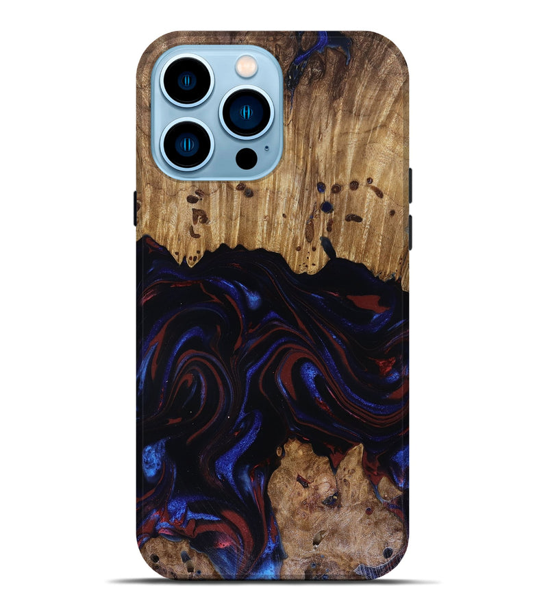 iPhone 14 Pro Max Wood Live Edge Phone Case - Frances (Red, 817905)