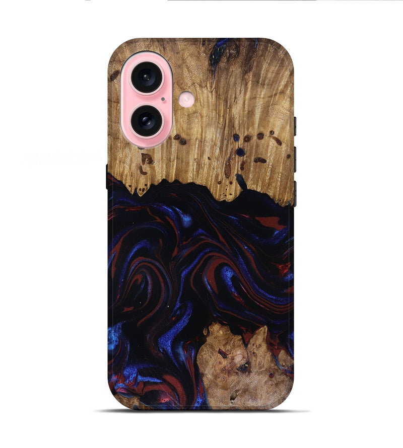 iPhone 16 Wood Live Edge Phone Case - Frances (Red, 817905)