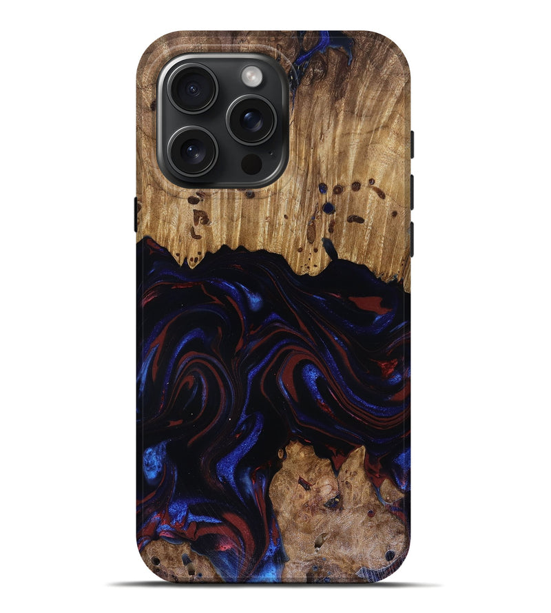 iPhone 16 Pro Max Wood Live Edge Phone Case - Frances (Red, 817905)