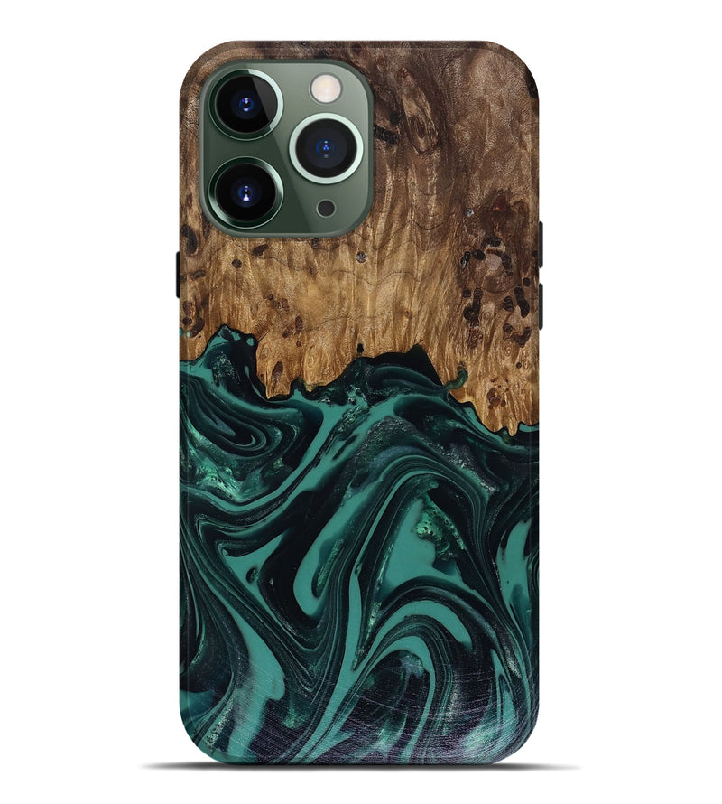 iPhone 13 Pro Max Wood Live Edge Phone Case - Calista (Green, 817906)