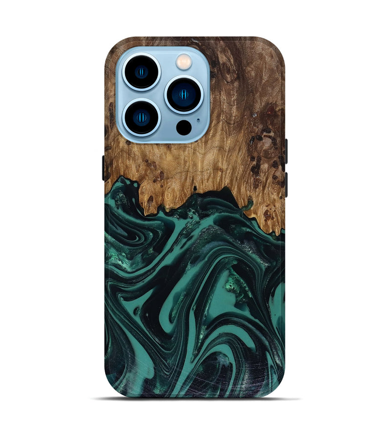 iPhone 14 Pro Wood Live Edge Phone Case - Calista (Green, 817906)