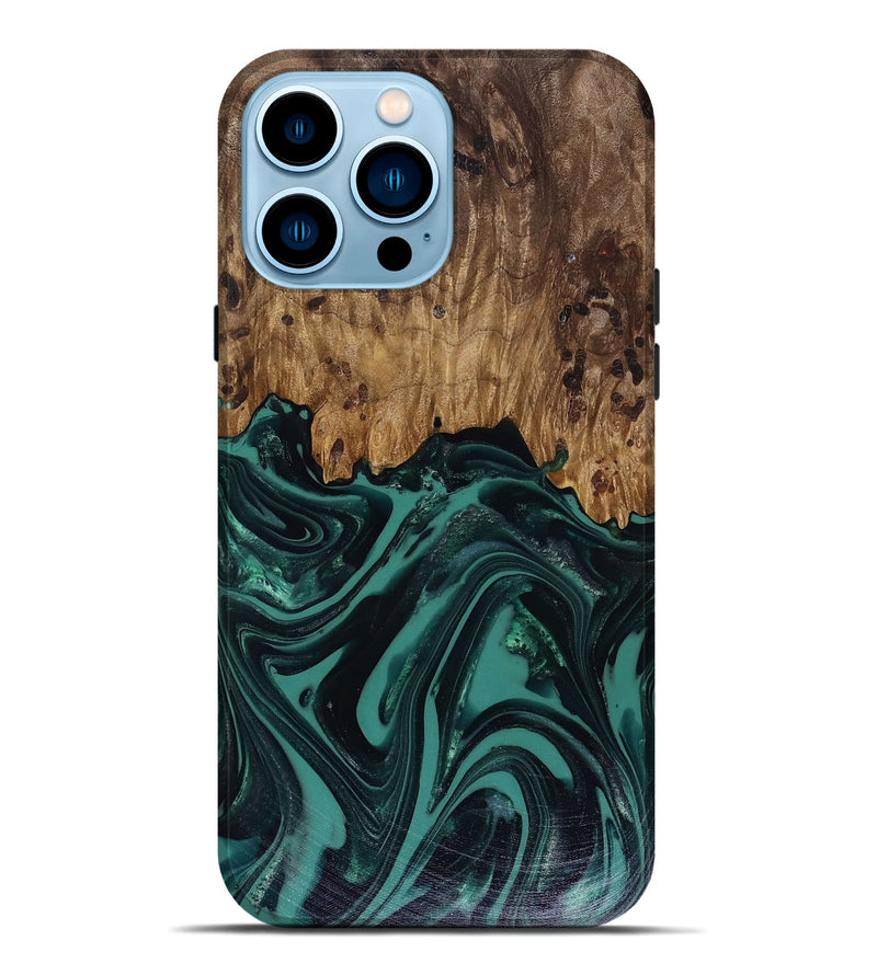 iPhone 14 Pro Max Wood Live Edge Phone Case - Calista (Green, 817906)