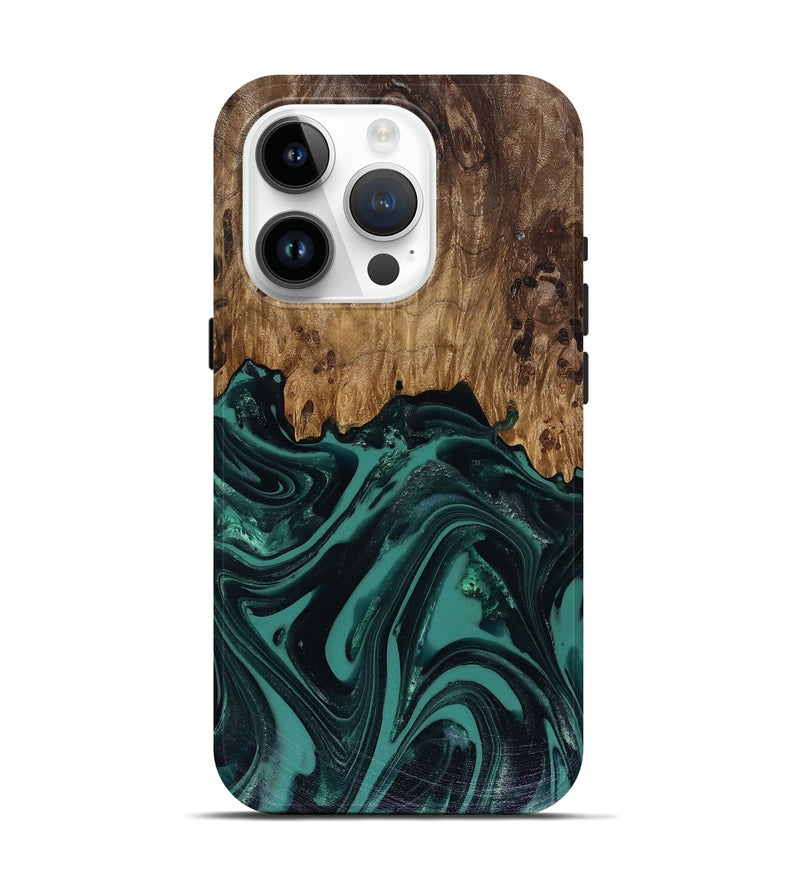 iPhone 15 Pro Wood Live Edge Phone Case - Calista (Green, 817906)