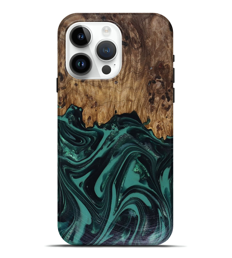 iPhone 15 Pro Max Wood Live Edge Phone Case - Calista (Green, 817906)