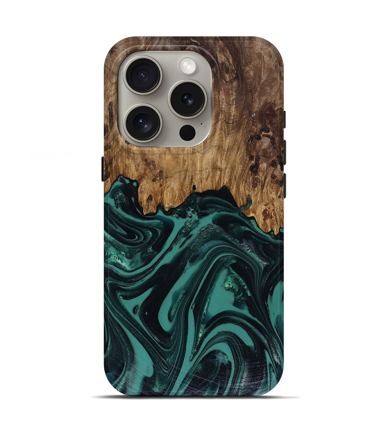 iPhone 16 Pro Wood Live Edge Phone Case - Calista (Green, 817906)