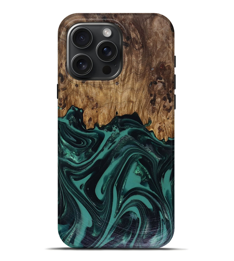 iPhone 16 Pro Max Wood Live Edge Phone Case - Calista (Green, 817906)