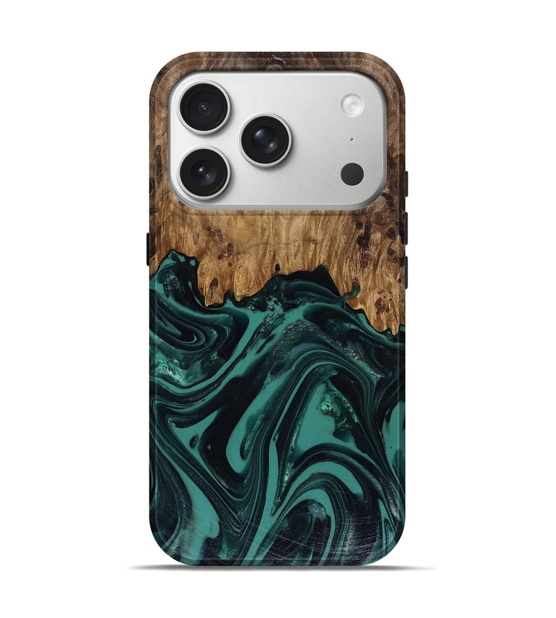 iPhone 17 Pro Wood Live Edge Phone Case - Calista (Green, 817906)