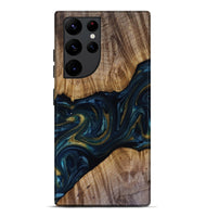 Galaxy S22 Ultra Wood Live Edge Phone Case - Keyla (Teal & Gold, 817910)