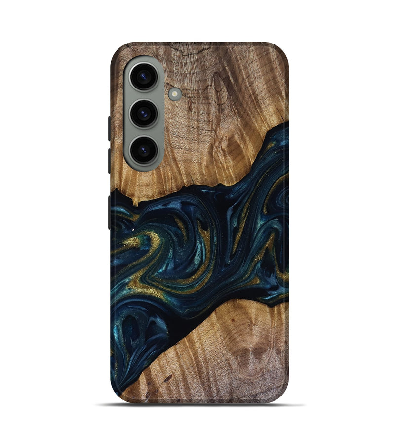 Galaxy S24 Wood Live Edge Phone Case - Keyla (Teal & Gold, 817910)