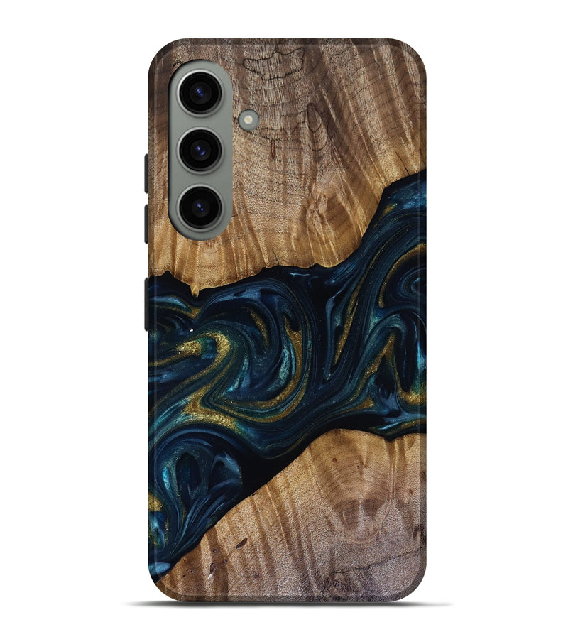 Galaxy S24 Plus Wood Live Edge Phone Case - Keyla (Teal & Gold, 817910)