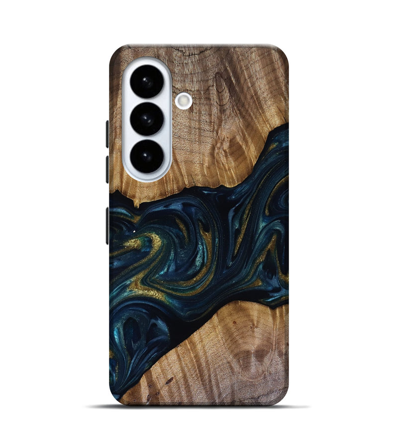 Galaxy S26 Wood Live Edge Phone Case - Keyla (Teal & Gold, 817910)