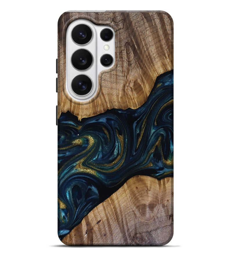 Galaxy S26 Ultra Wood Live Edge Phone Case - Keyla (Teal & Gold, 817910)