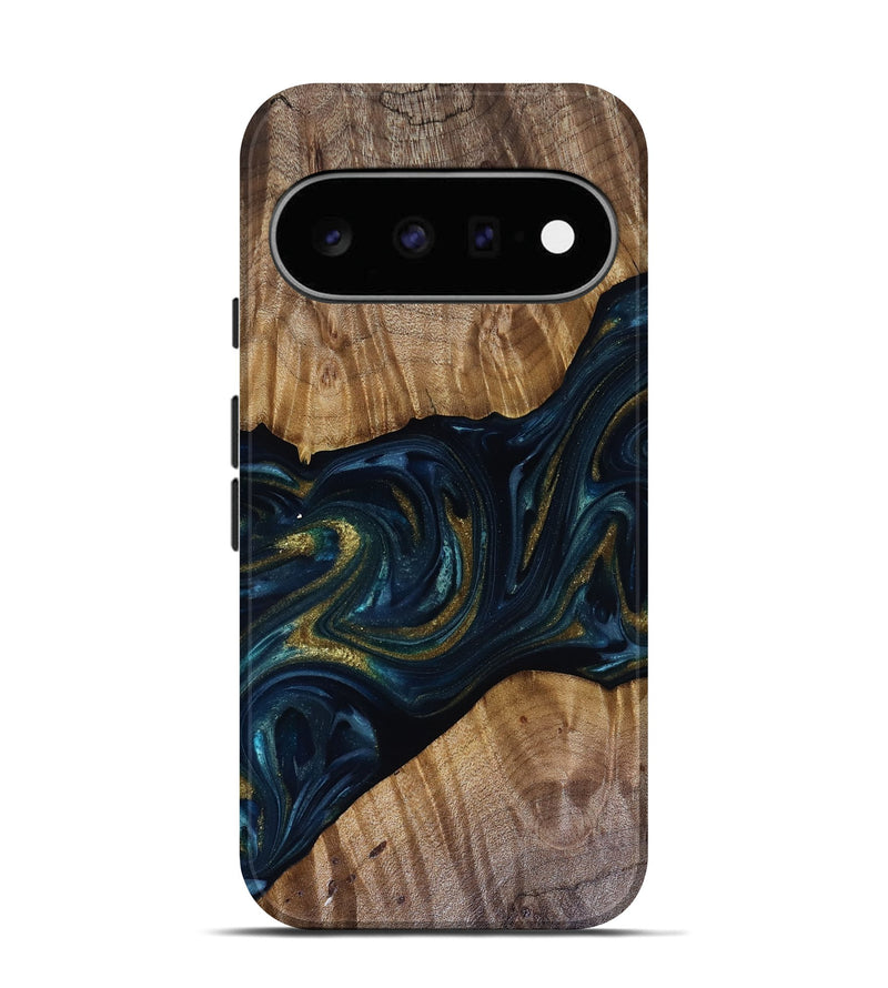 Pixel 11 Wood Live Edge Phone Case - Keyla (Teal & Gold, 817910)