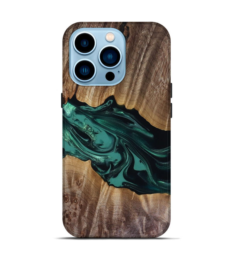 iPhone 14 Pro Wood Live Edge Phone Case - Wendy (Green, 817911)