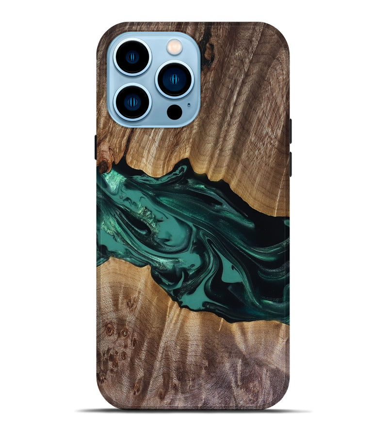 iPhone 14 Pro Max Wood Live Edge Phone Case - Wendy (Green, 817911)