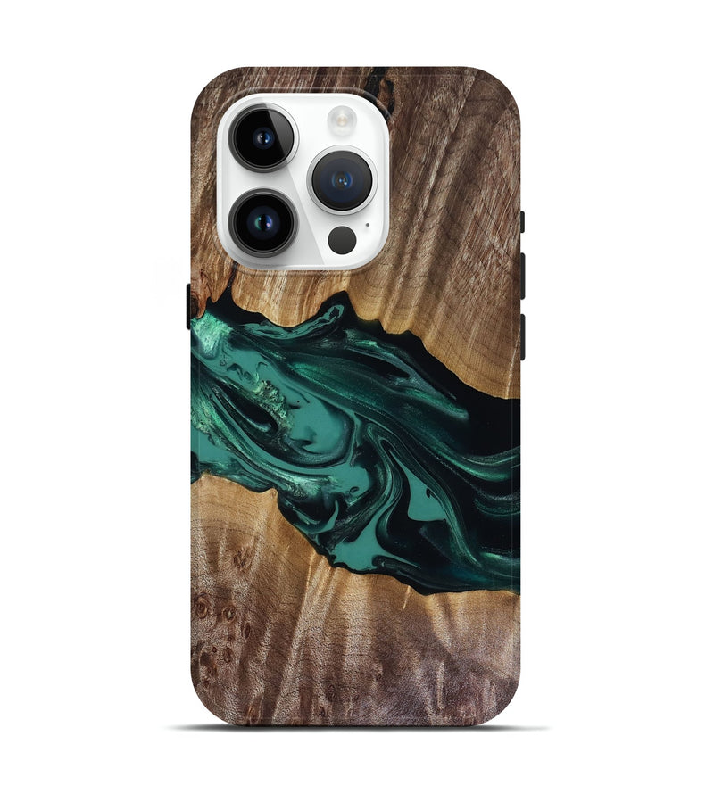 iPhone 15 Pro Wood Live Edge Phone Case - Wendy (Green, 817911)