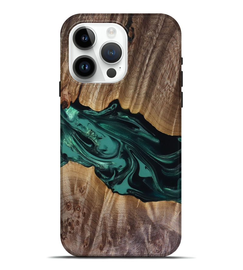 iPhone 15 Pro Max Wood Live Edge Phone Case - Wendy (Green, 817911)