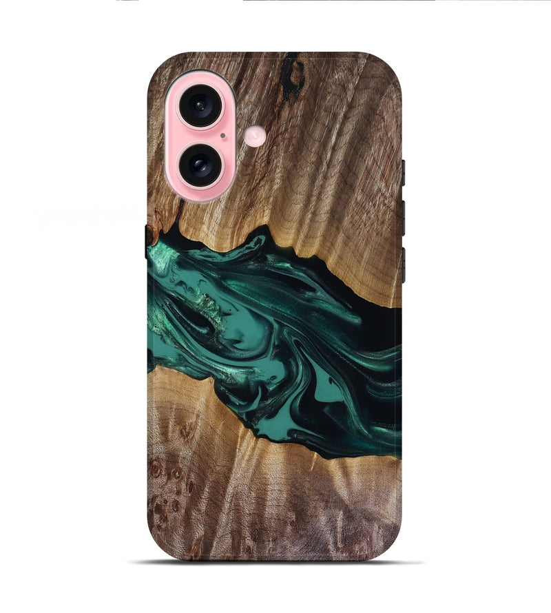 iPhone 16 Wood Live Edge Phone Case - Wendy (Green, 817911)