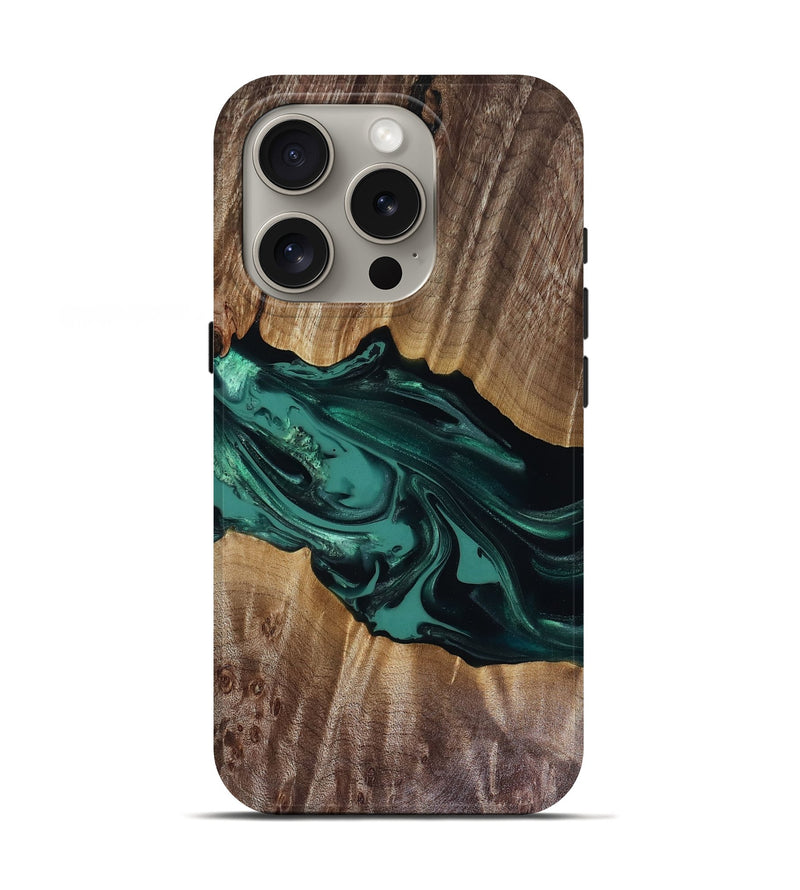 iPhone 16 Pro Wood Live Edge Phone Case - Wendy (Green, 817911)