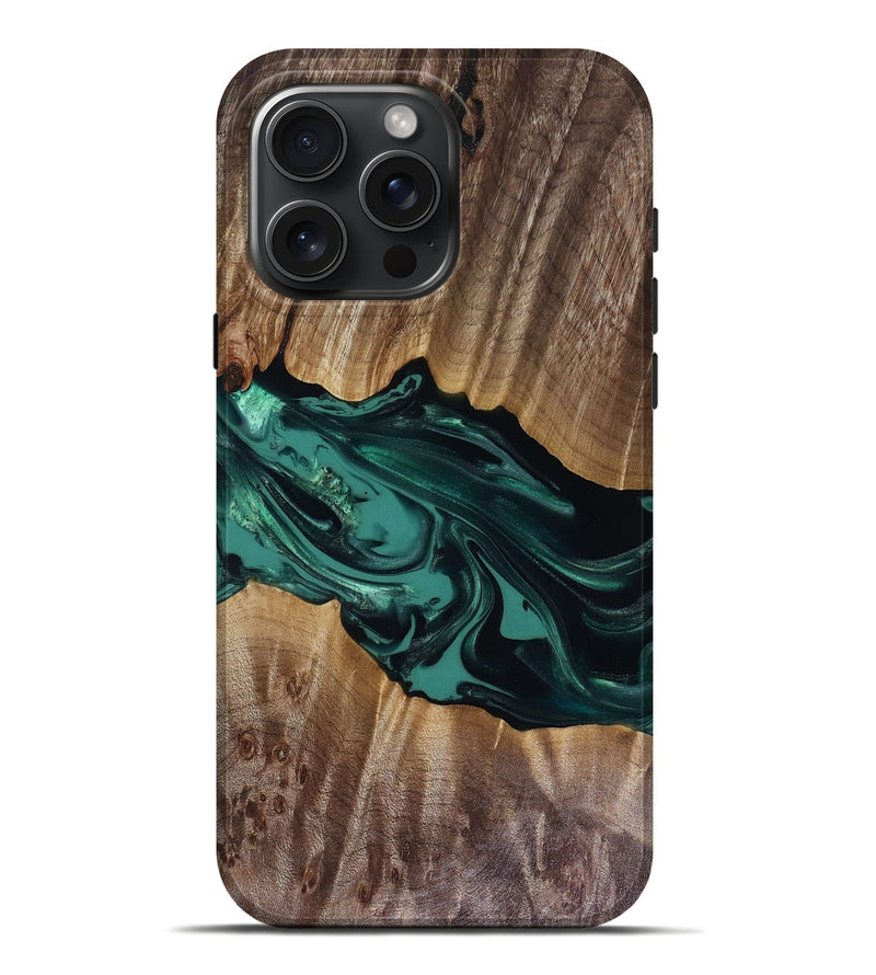 iPhone 16 Pro Max Wood Live Edge Phone Case - Wendy (Green, 817911)
