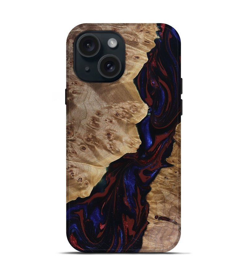 iPhone 15 Wood Live Edge Phone Case - Delaney (Red, 817912)