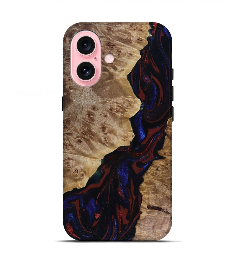 iPhone 16 Wood Live Edge Phone Case - Delaney (Red, 817912)