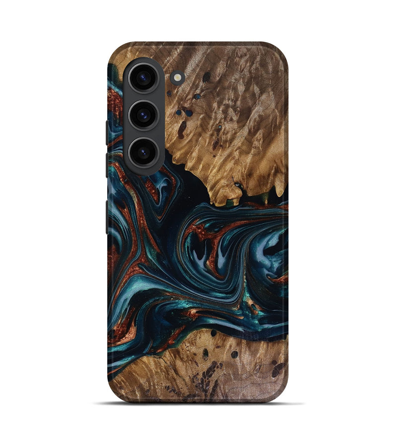 Galaxy S23 Wood Live Edge Phone Case - Marsha (Teal & Gold, 817914)