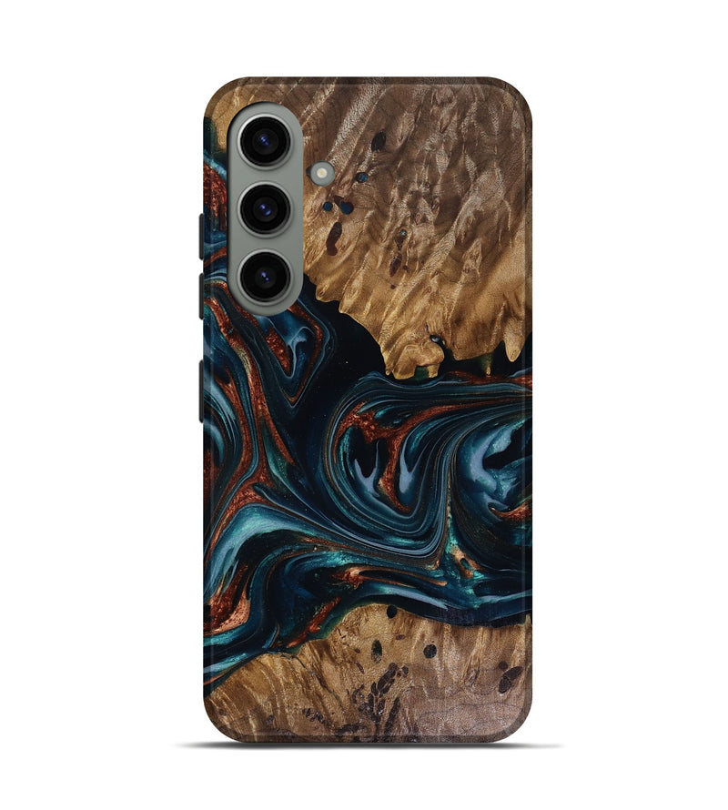 Galaxy S24 Wood Live Edge Phone Case - Marsha (Teal & Gold, 817914)