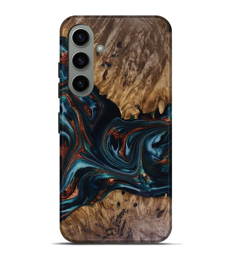 Galaxy S24 Plus Wood Live Edge Phone Case - Marsha (Teal & Gold, 817914)