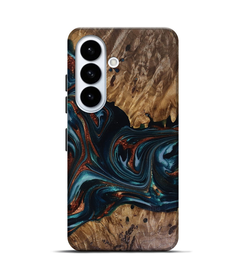 Galaxy S26 Wood Live Edge Phone Case - Marsha (Teal & Gold, 817914)