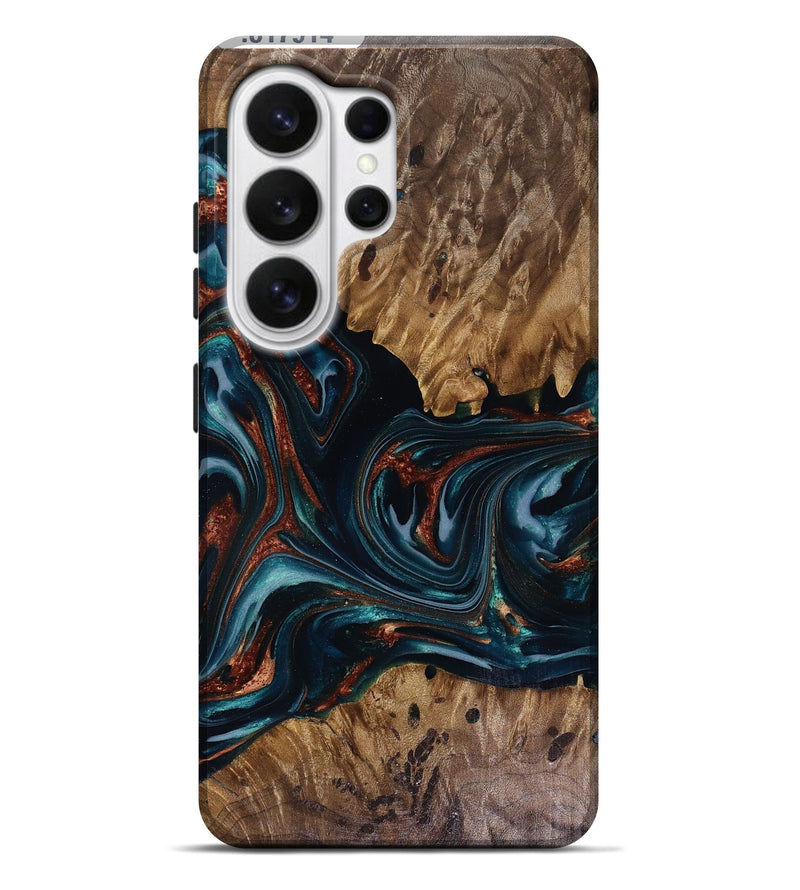 Galaxy S26 Ultra Wood Live Edge Phone Case - Marsha (Teal & Gold, 817914)