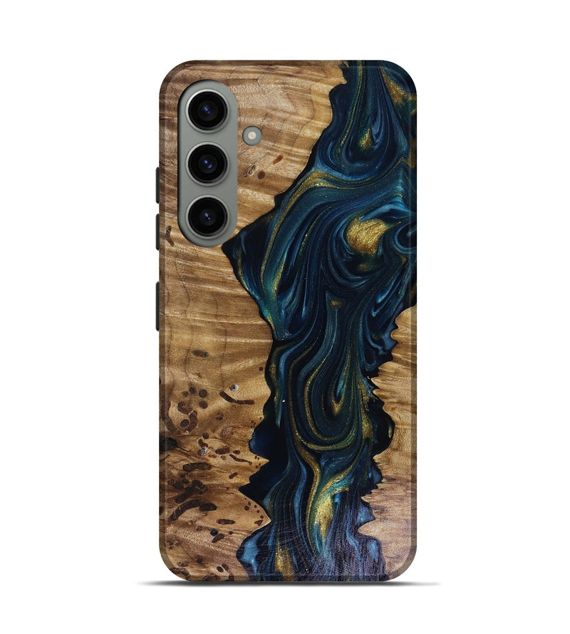 Galaxy S24 Wood Live Edge Phone Case - Odie (Teal & Gold, 817918)