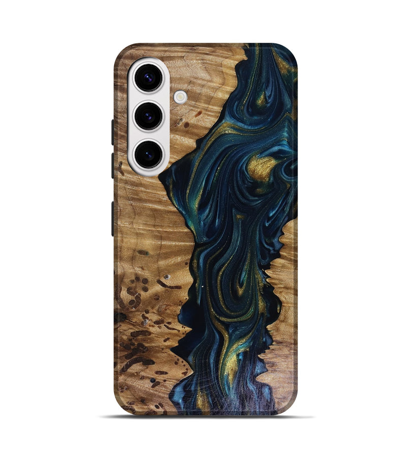 Galaxy S25 Wood Live Edge Phone Case - Odie (Teal & Gold, 817918)