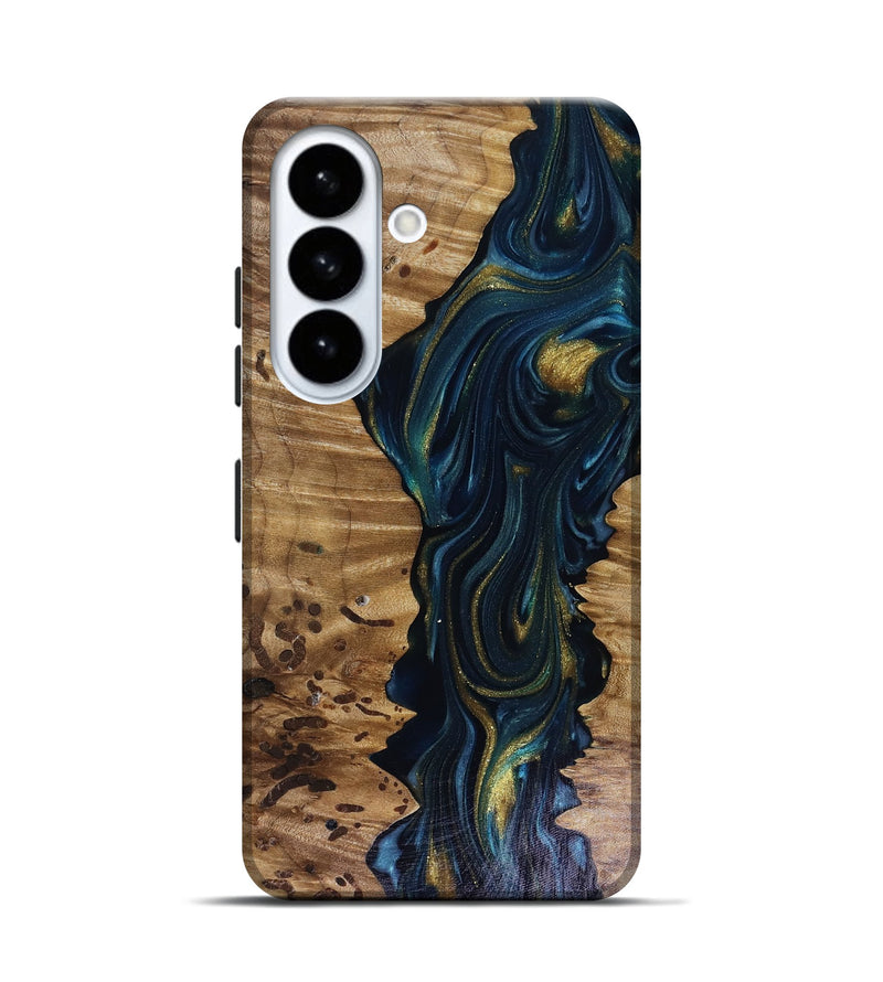 Galaxy S26 Wood Live Edge Phone Case - Odie (Teal & Gold, 817918)