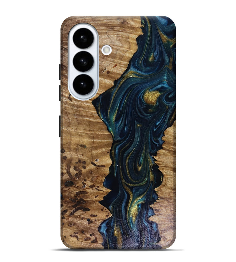 Galaxy S26 Plus Wood Live Edge Phone Case - Odie (Teal & Gold, 817918)