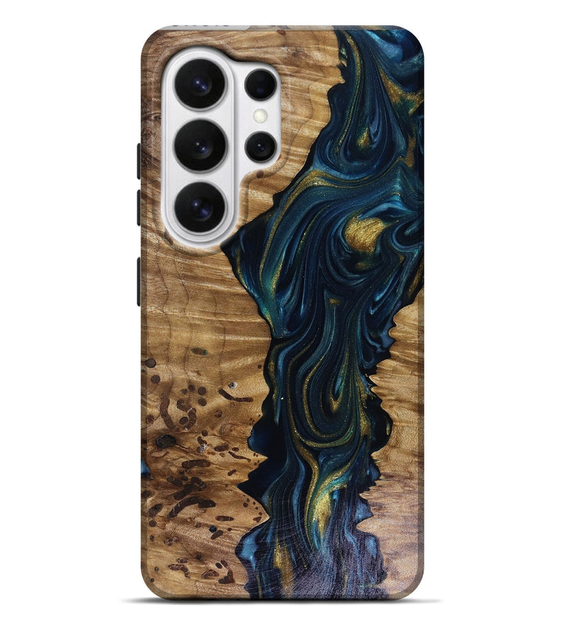 Galaxy S26 Ultra Wood Live Edge Phone Case - Odie (Teal & Gold, 817918)