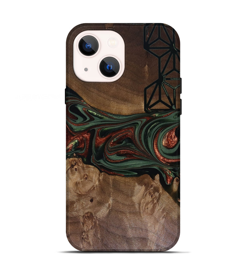 iPhone 13 Wood Live Edge Phone Case - Shania (Green, 817919)