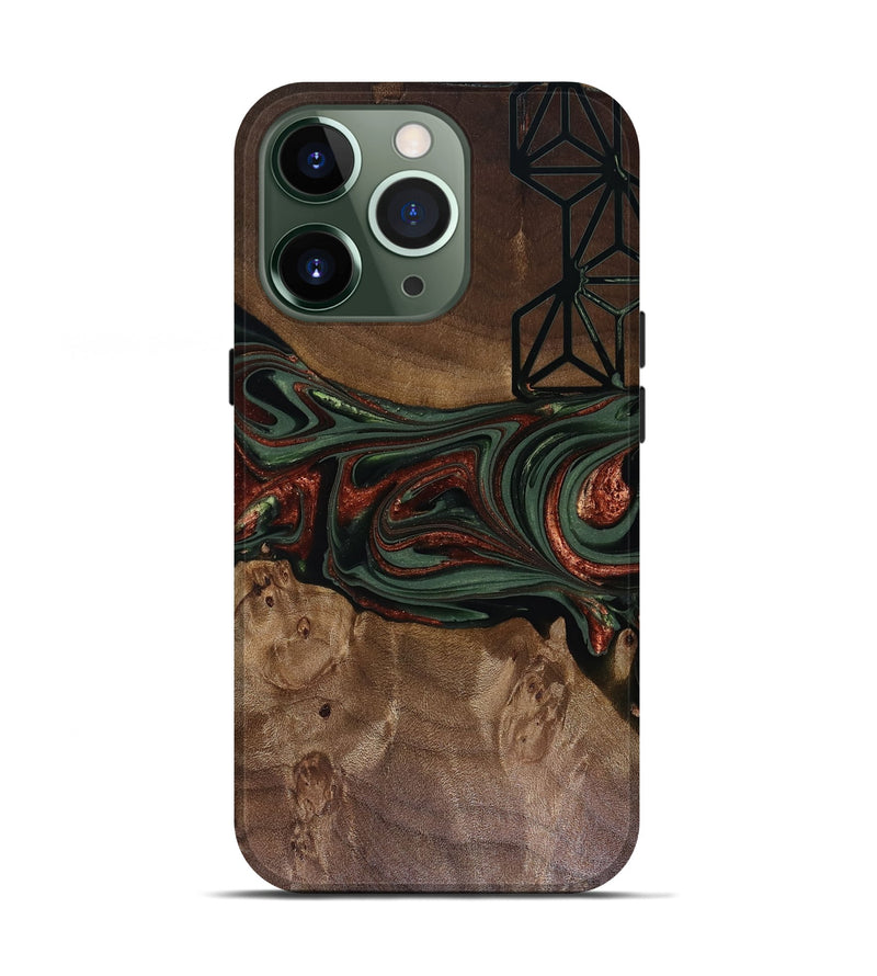 iPhone 13 Pro Wood Live Edge Phone Case - Shania (Green, 817919)
