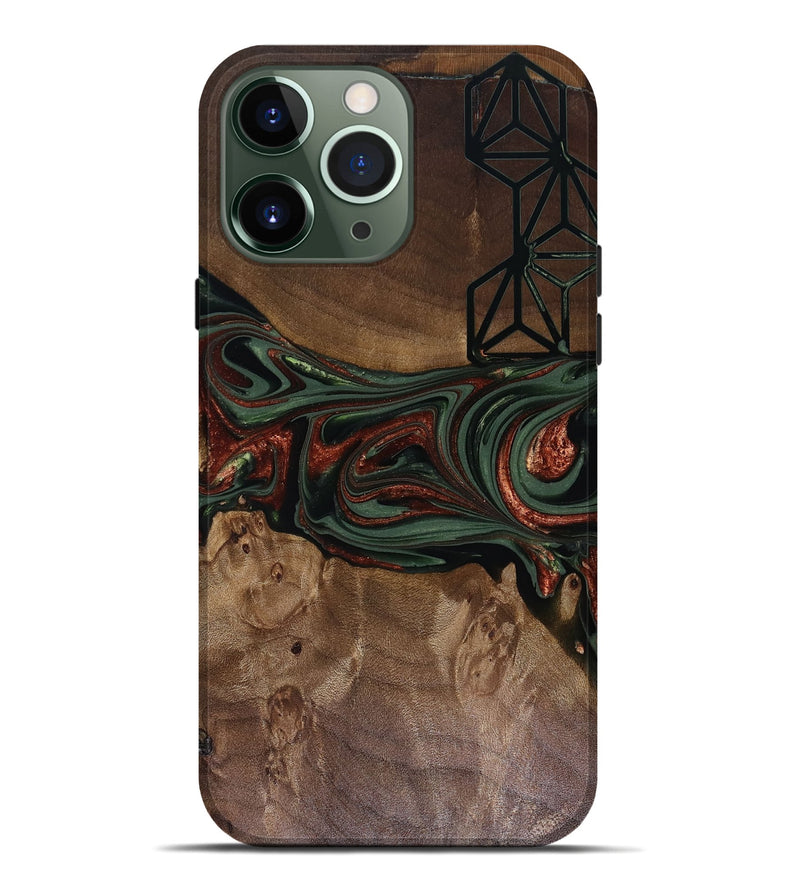 iPhone 13 Pro Max Wood Live Edge Phone Case - Shania (Green, 817919)