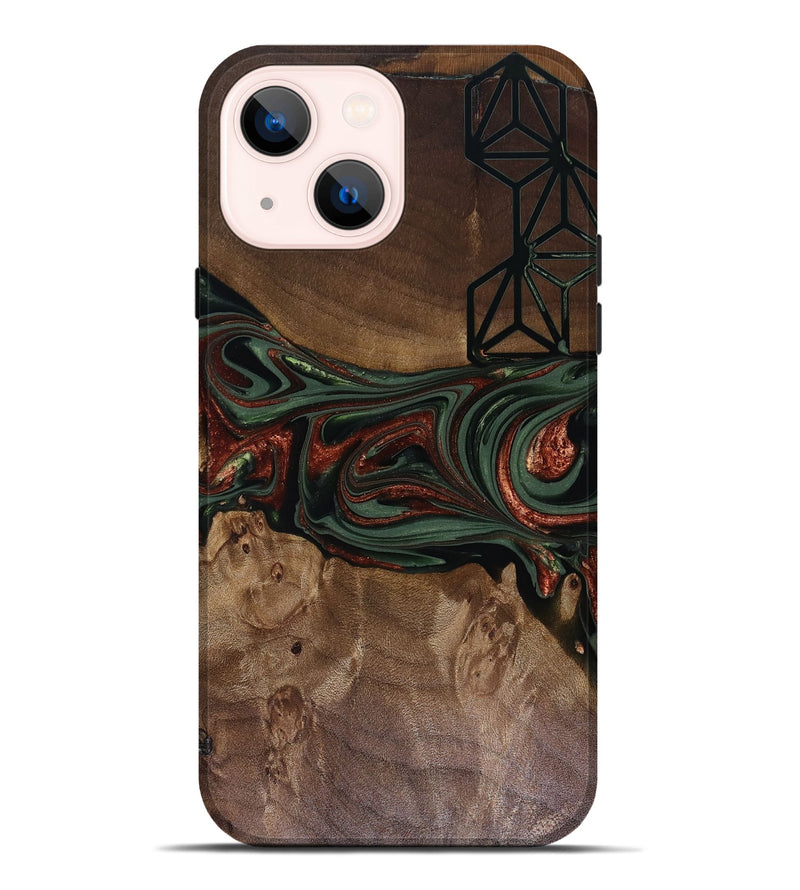 iPhone 14 Plus Wood Live Edge Phone Case - Shania (Green, 817919)
