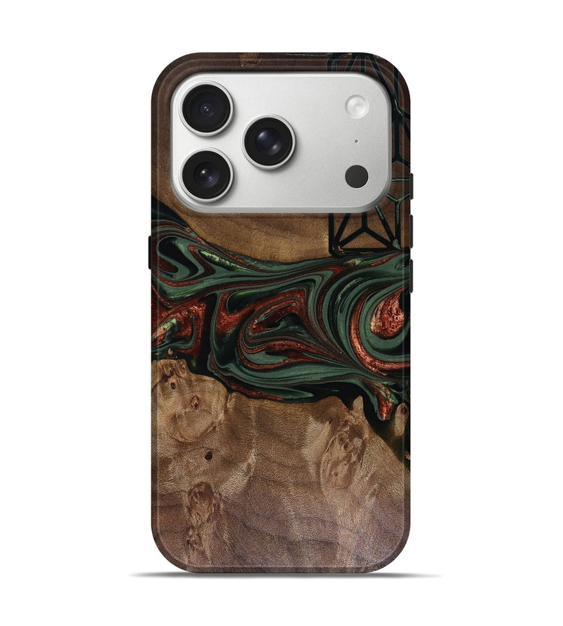 iPhone 17 Pro Wood Live Edge Phone Case - Shania (Green, 817919)