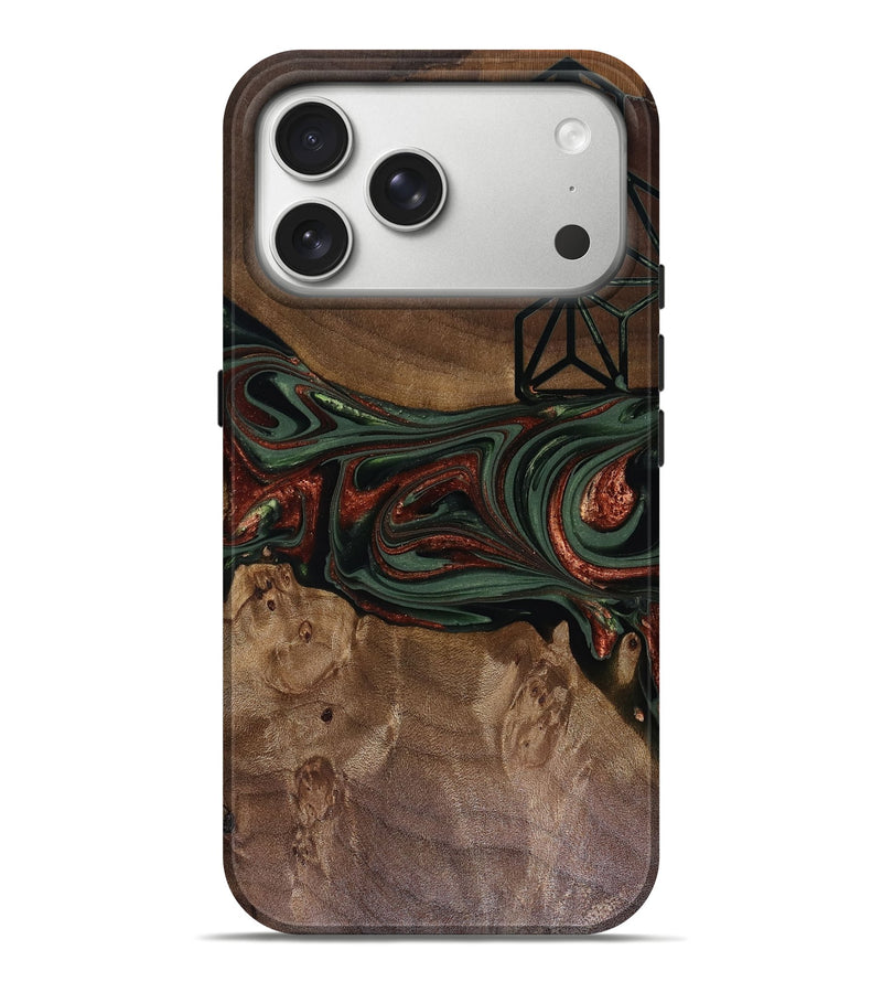iPhone 17 Pro Max Wood Live Edge Phone Case - Shania (Green, 817919)
