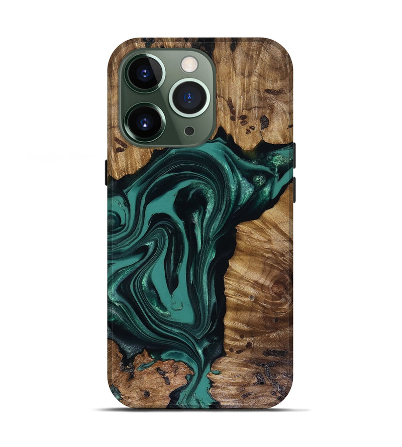 iPhone 13 Pro Wood Live Edge Phone Case - Aryan (Green, 817920)