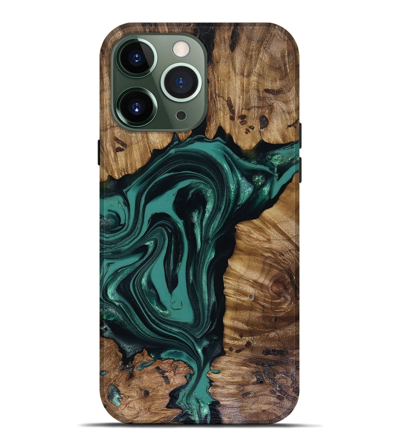 iPhone 13 Pro Max Wood Live Edge Phone Case - Aryan (Green, 817920)