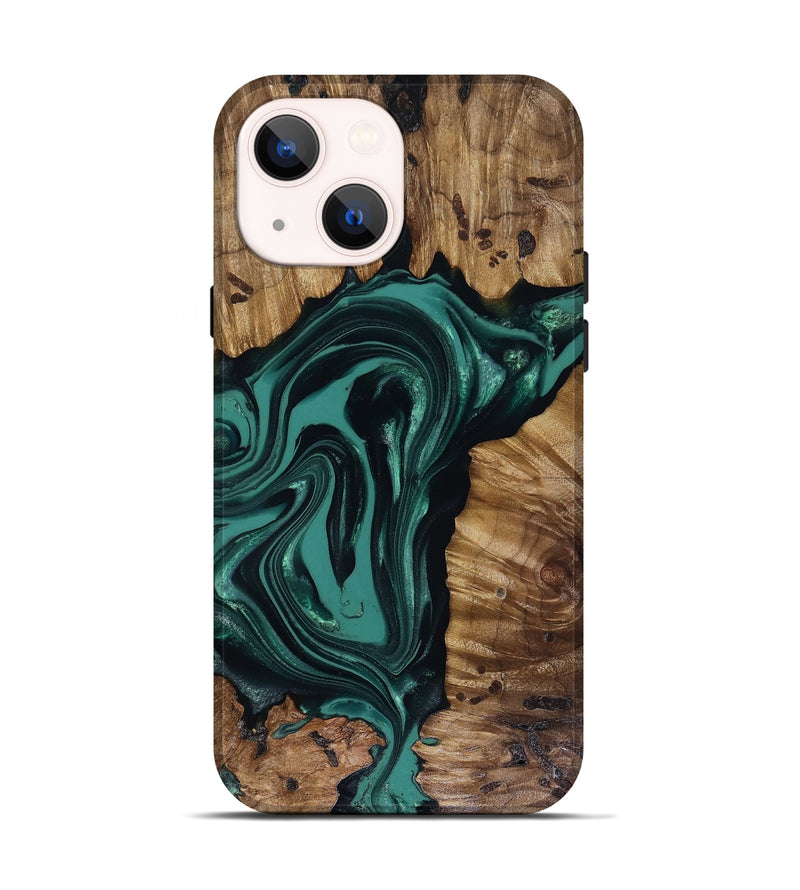 iPhone 14 Wood Live Edge Phone Case - Aryan (Green, 817920)