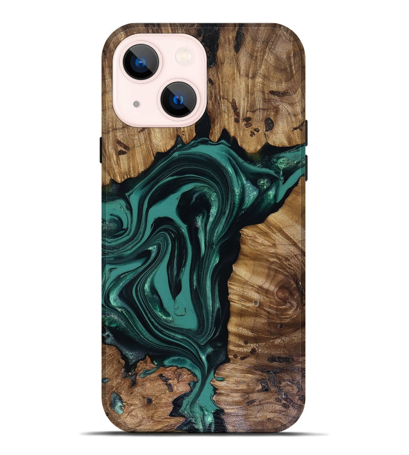 iPhone 14 Plus Wood Live Edge Phone Case - Aryan (Green, 817920)