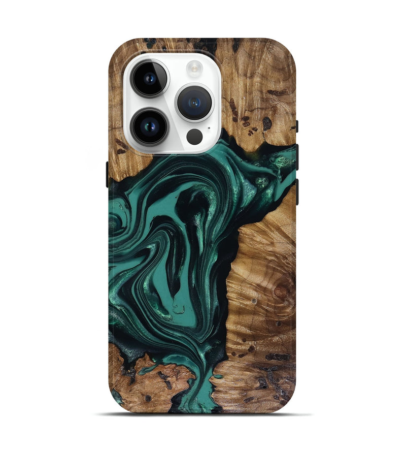 iPhone 15 Pro Wood Live Edge Phone Case - Aryan (Green, 817920)