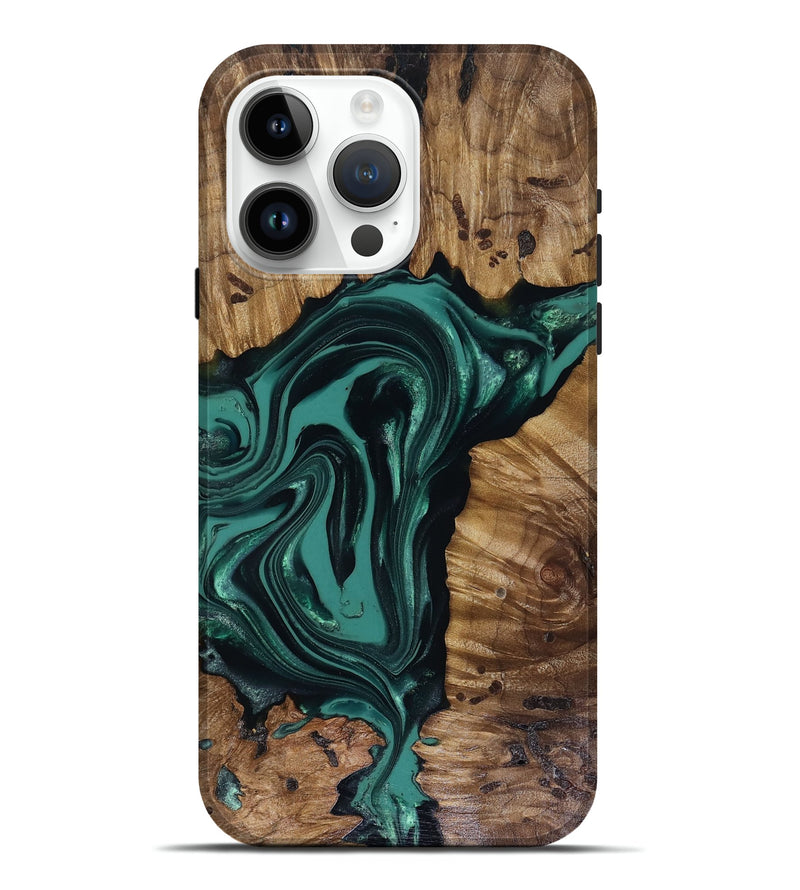 iPhone 15 Pro Max Wood Live Edge Phone Case - Aryan (Green, 817920)